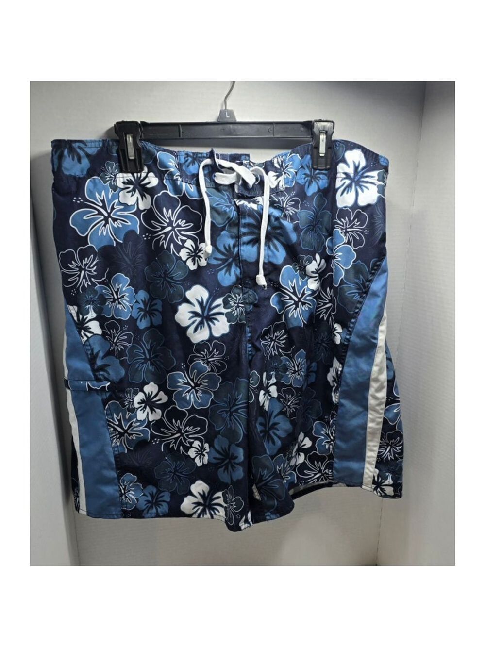 Men's Joe Boxer Swim Trunks XL Blue White Floral